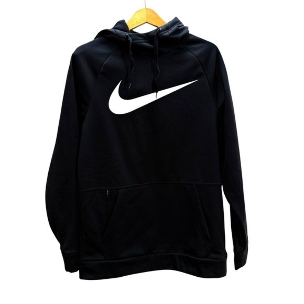 Nike Hoodie Mens Small‎ Pre-Owned Hoodie Black Therma-FIT White Swoosh Pullover